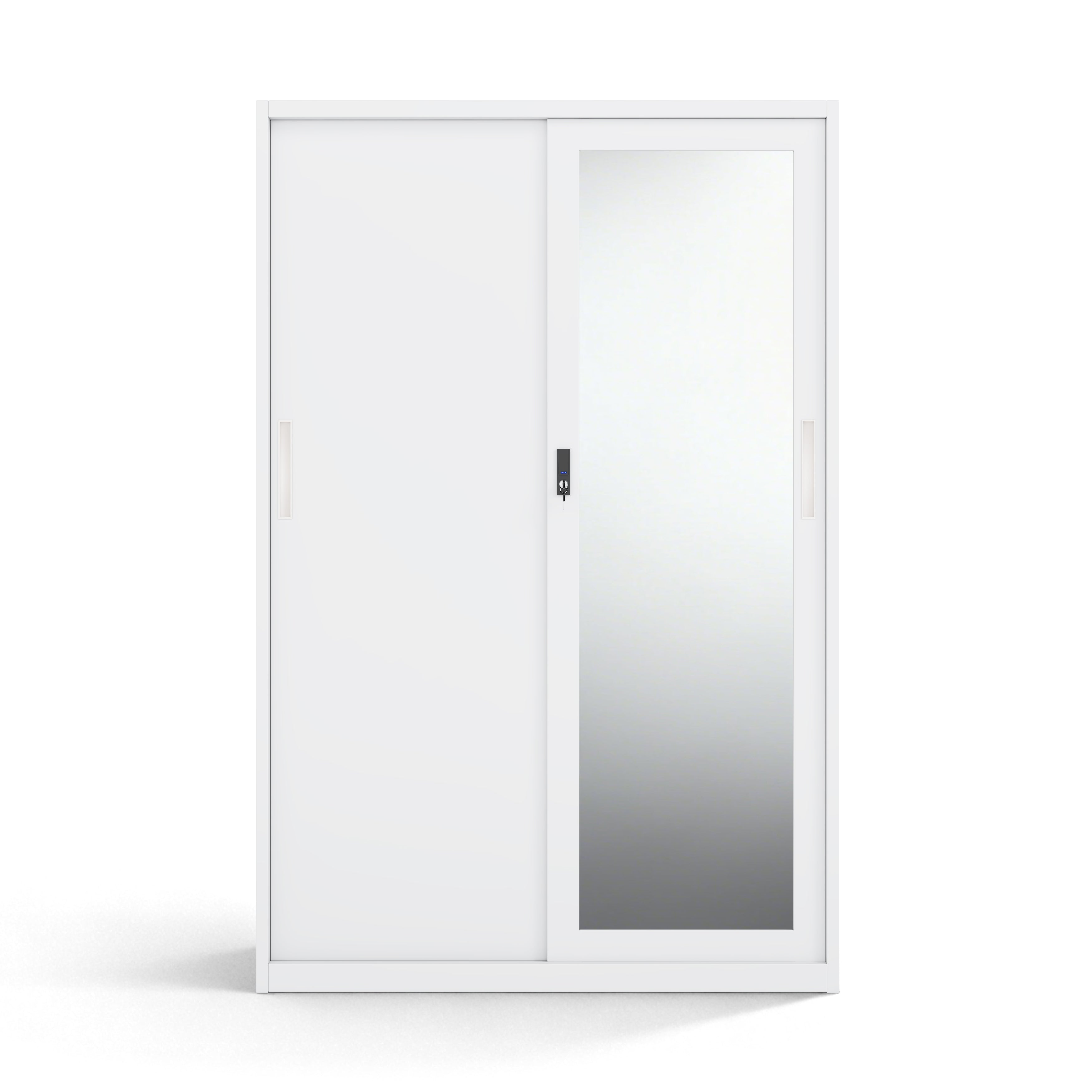 Durable Cold-Rolled Steel Built-In Armoire | Mirror Door & Customizable Panel