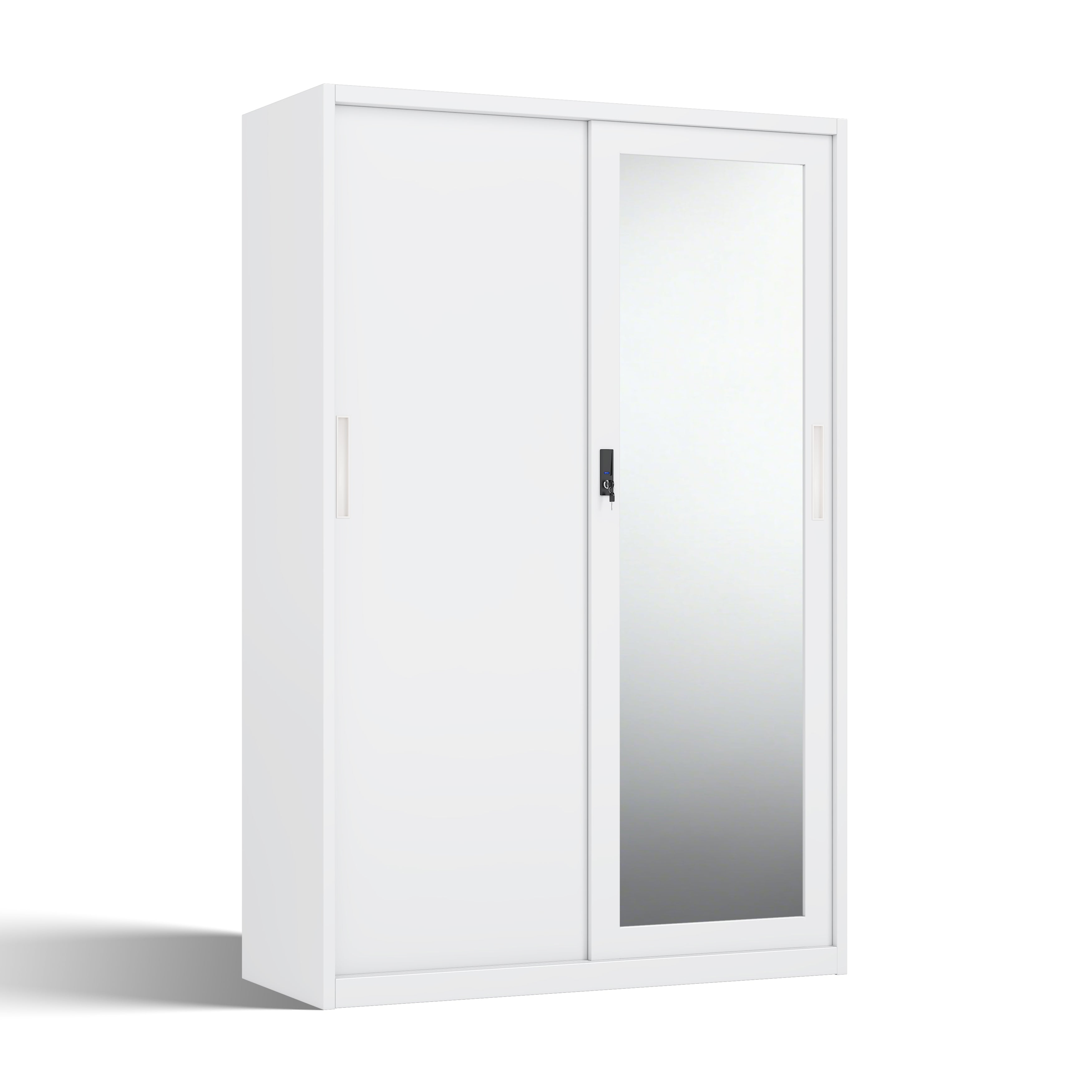 Durable Cold-Rolled Steel Built-In Armoire | Mirror Door & Customizable Panel