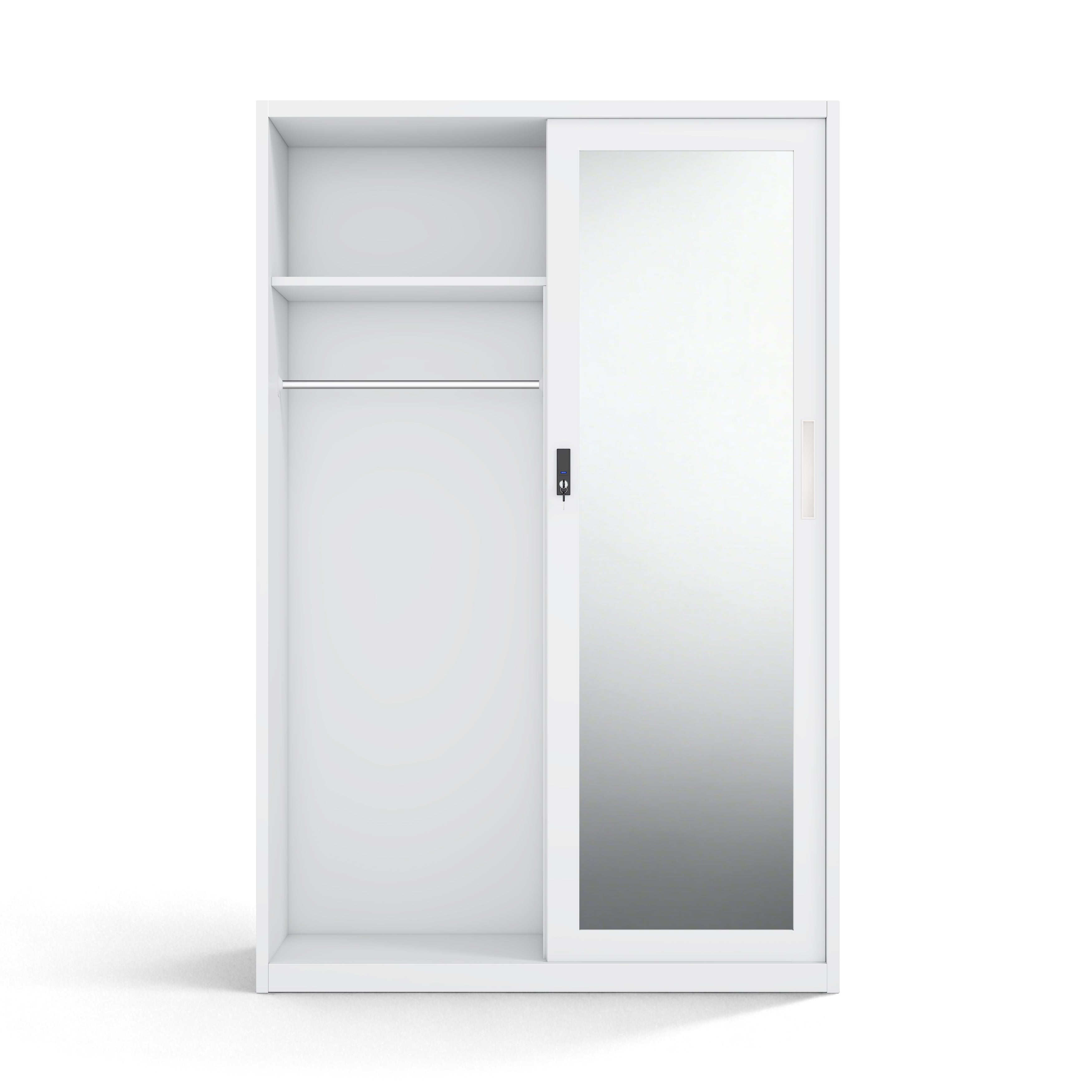 Durable Cold-Rolled Steel Built-In Armoire | Mirror Door & Customizable Panel