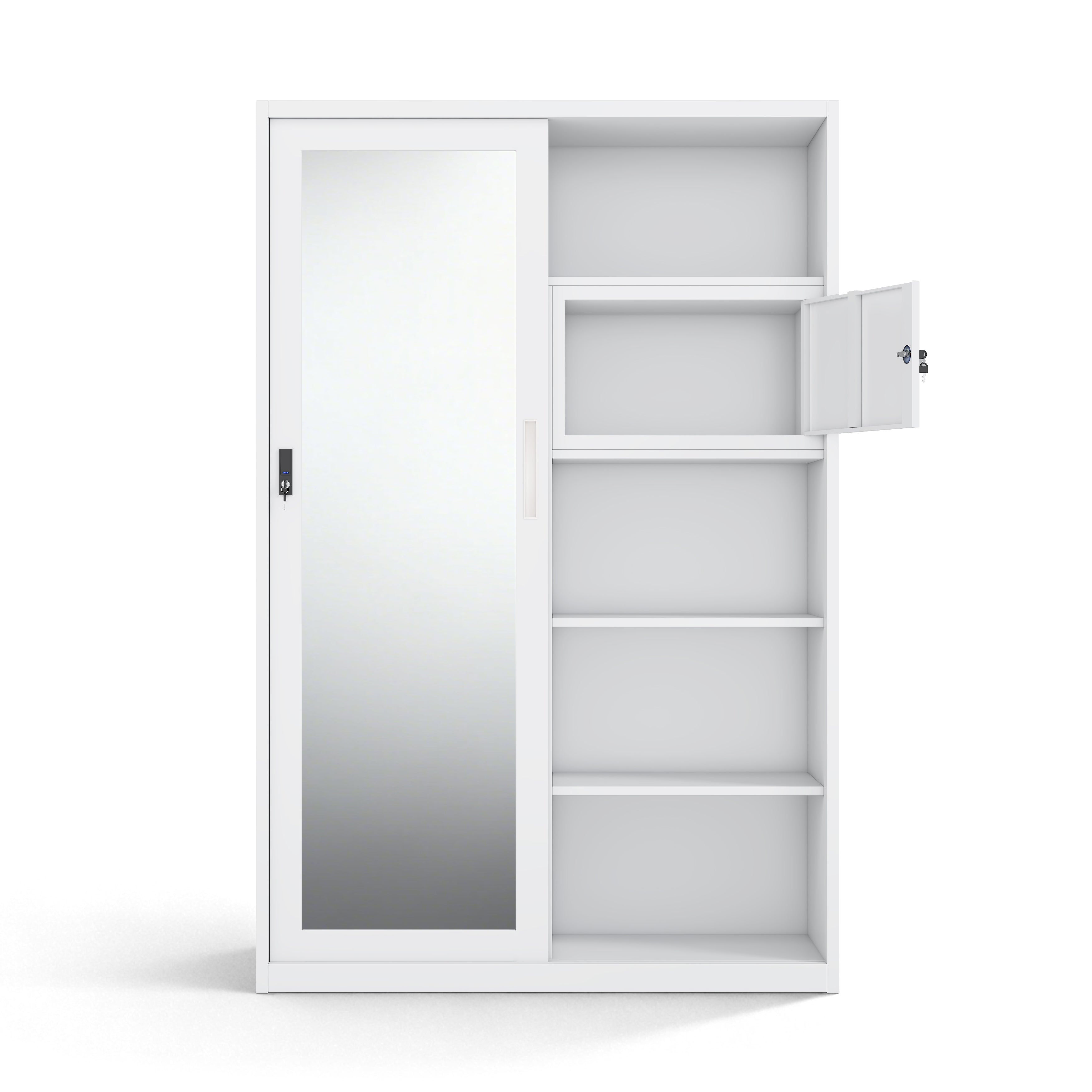 Durable Cold-Rolled Steel Built-In Armoire | Mirror Door & Customizable Panel