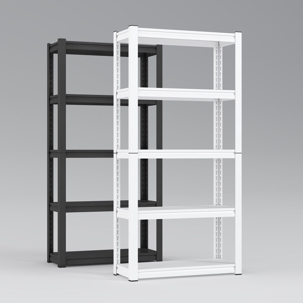 5-Tier Boltless Steel Storage Shelving Unit - 100kg Load Adjustable Garage Rack (W800 x D300 mm) - Split Post Design