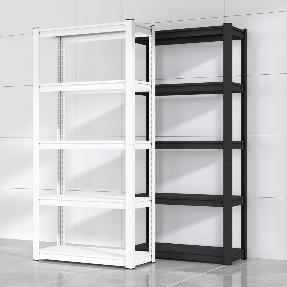 5-Tier Boltless Steel Storage Shelving Unit - 100kg Load Adjustable Garage Rack (W800 x D300 mm) - Split Post Design