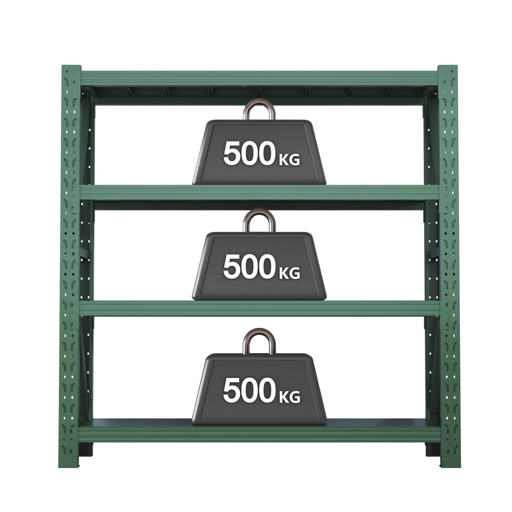 Green Heavy‑Duty 3‑Tier Metal Storage Rack | Industrial Steel Shelving Unit | 500 kg Per Shelf