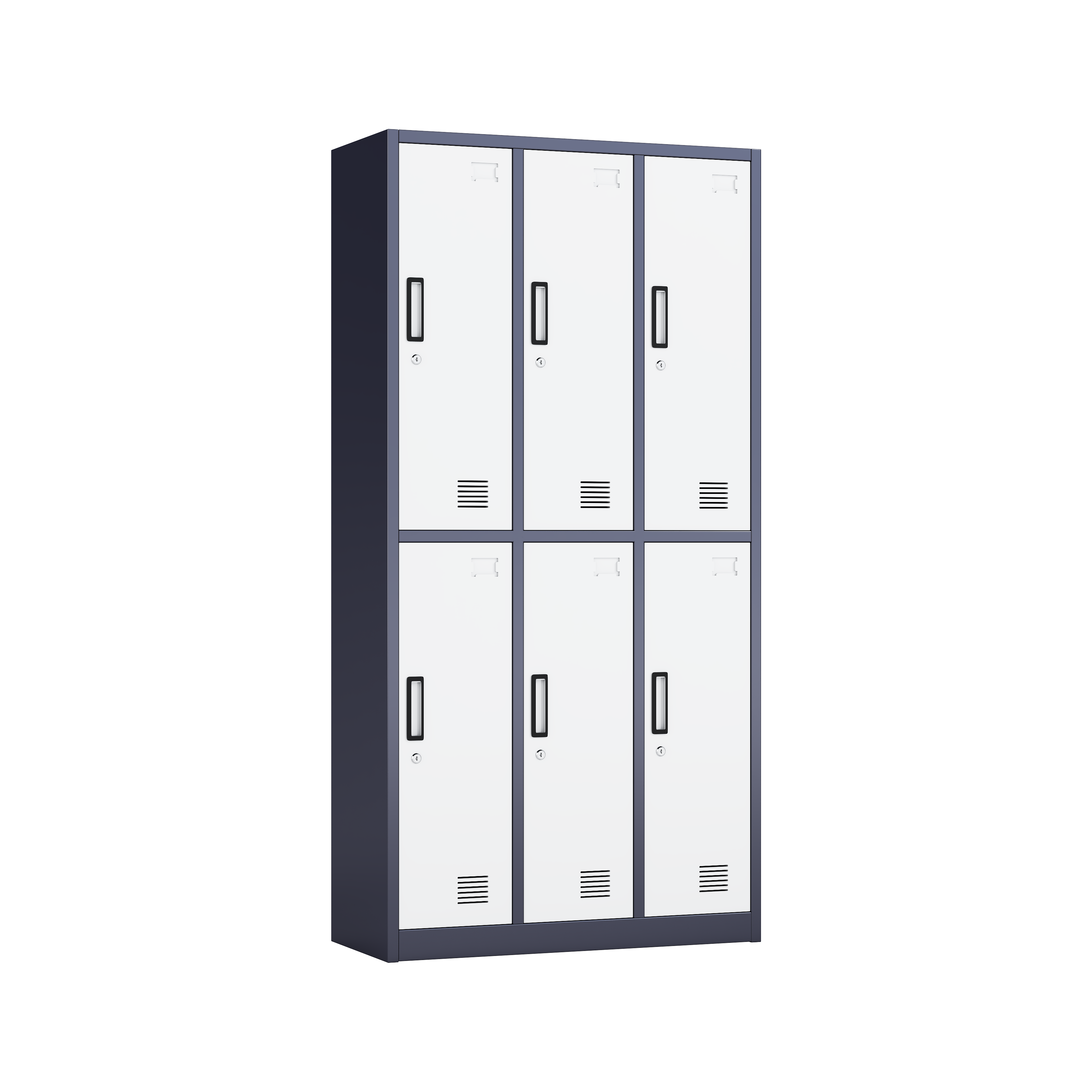6-Door Steel Metal Locker Cabinet - 2x3 Multi-Compartment Unit