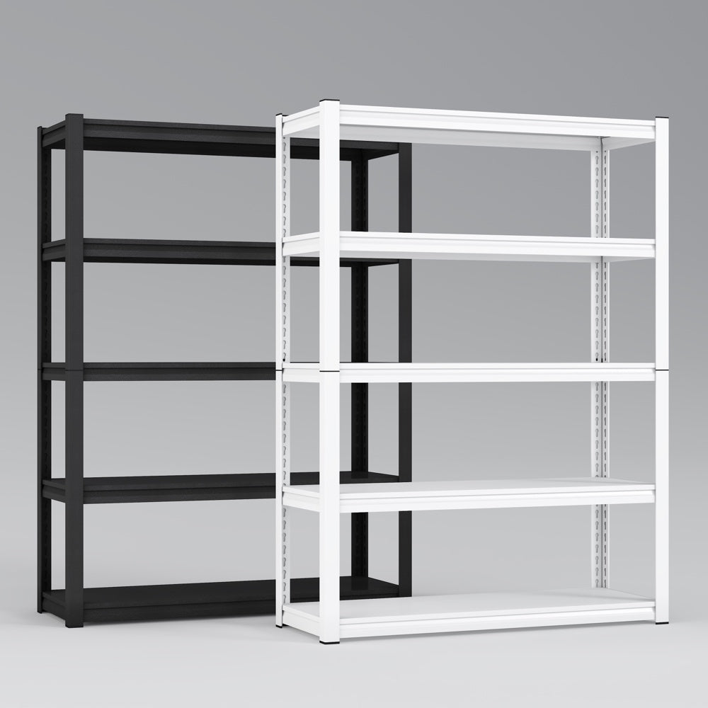 Wide 5-Tier Boltless Steel Shelving Unit (W1200 x D400mm) - 100kg Load Adjustable Garage Rack - Split Post Design