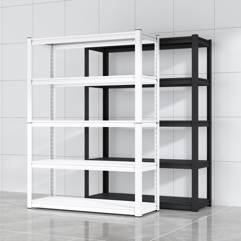 Wide 5-Tier Boltless Steel Shelving Unit (W1200 x D400mm) - 100kg Load Adjustable Garage Rack - Split Post Design