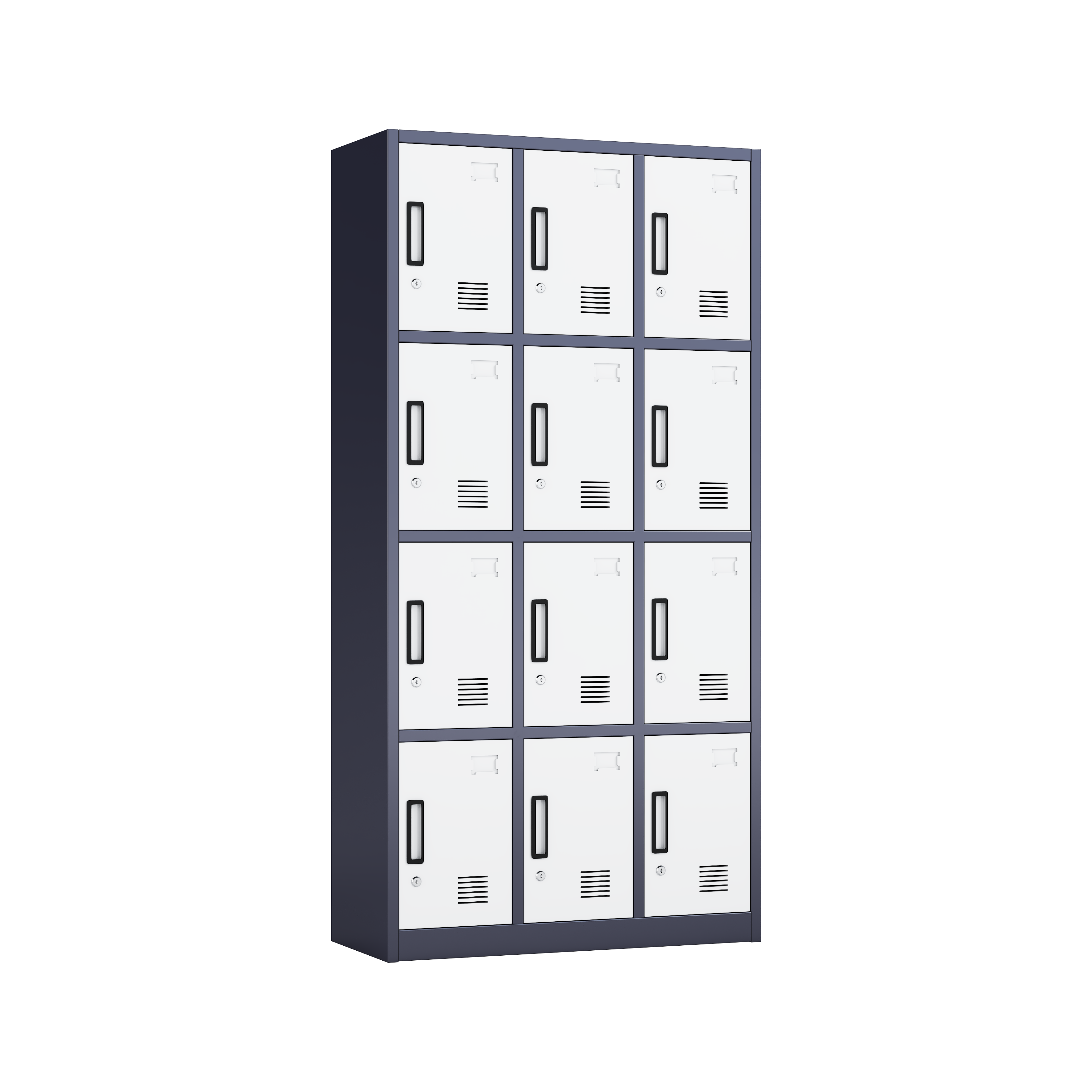 12-Door Steel Metal Locker Cabinet - 4x3 High-Density Unit