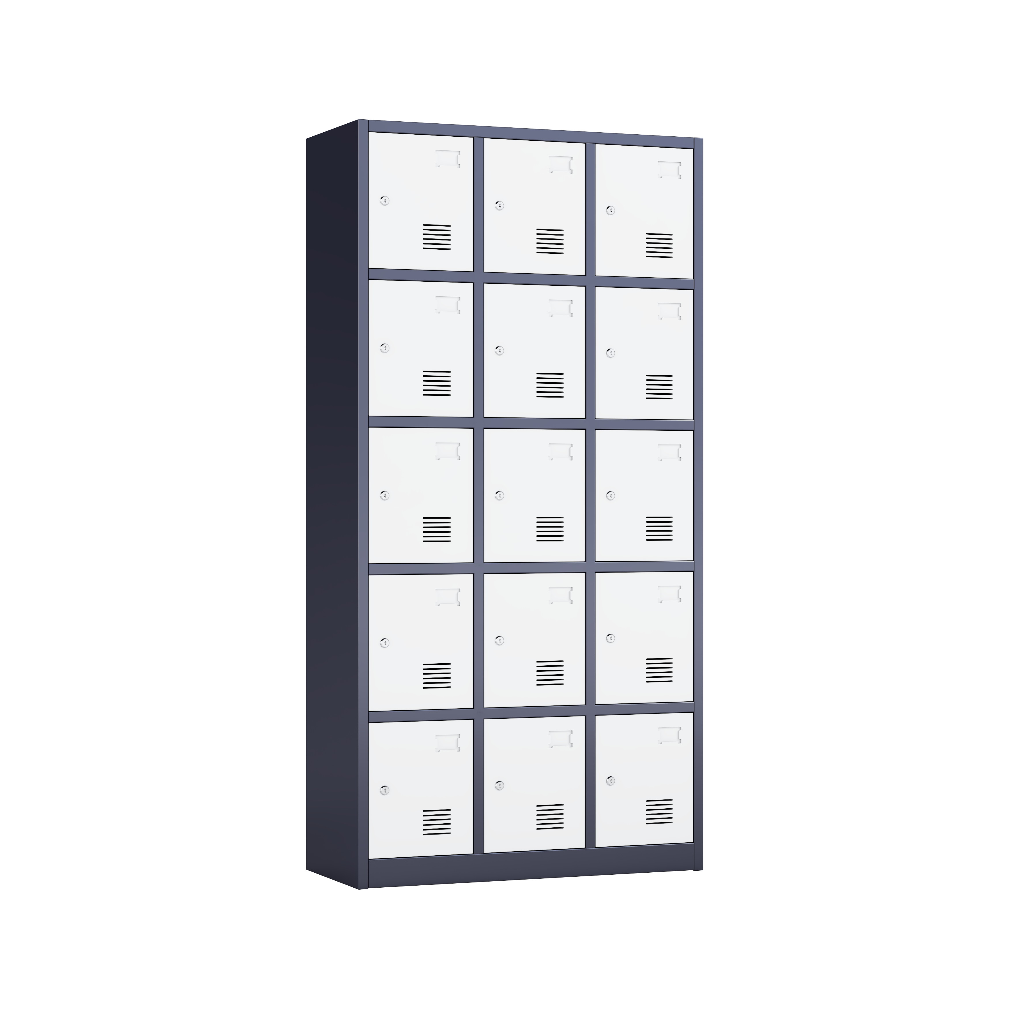 15-Door Steel Metal Locker Cabinet - 5x3 Ultra High-Density Unit