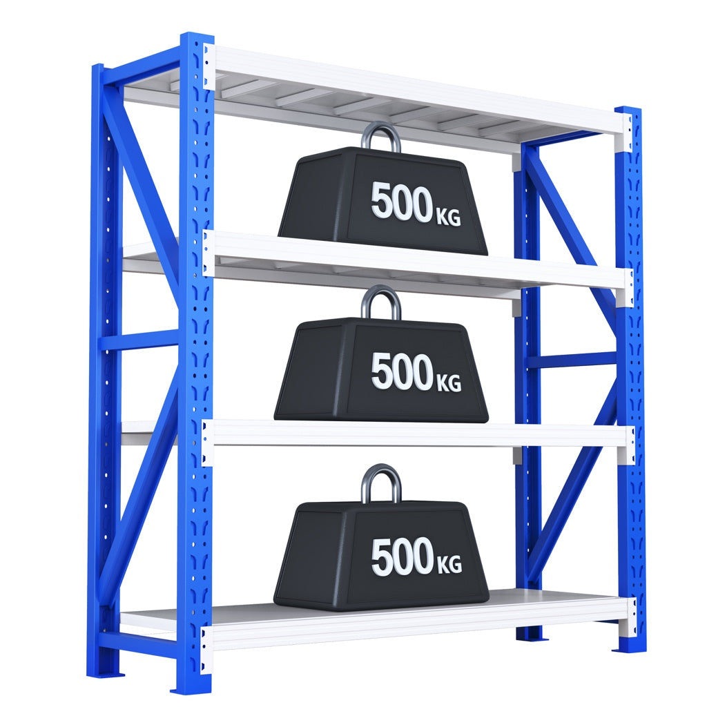 Blue Heavy‑Duty 3‑Tier Metal Storage Rack | Industrial Steel Shelving Unit | 500 kg Per Shelf