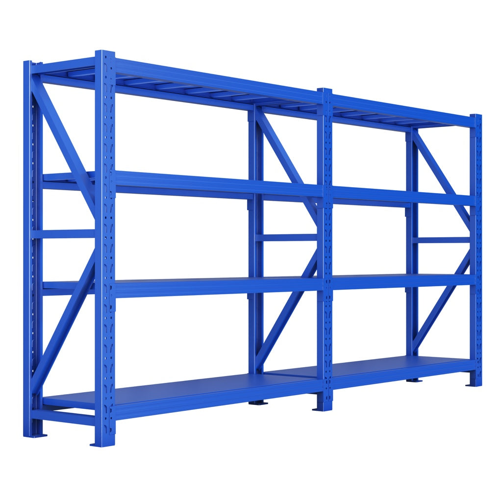 Blue Heavy-Duty 4-Tier Metal Storage Rack | Industrial Steel Shelving Unit | 500kg Per Shelf