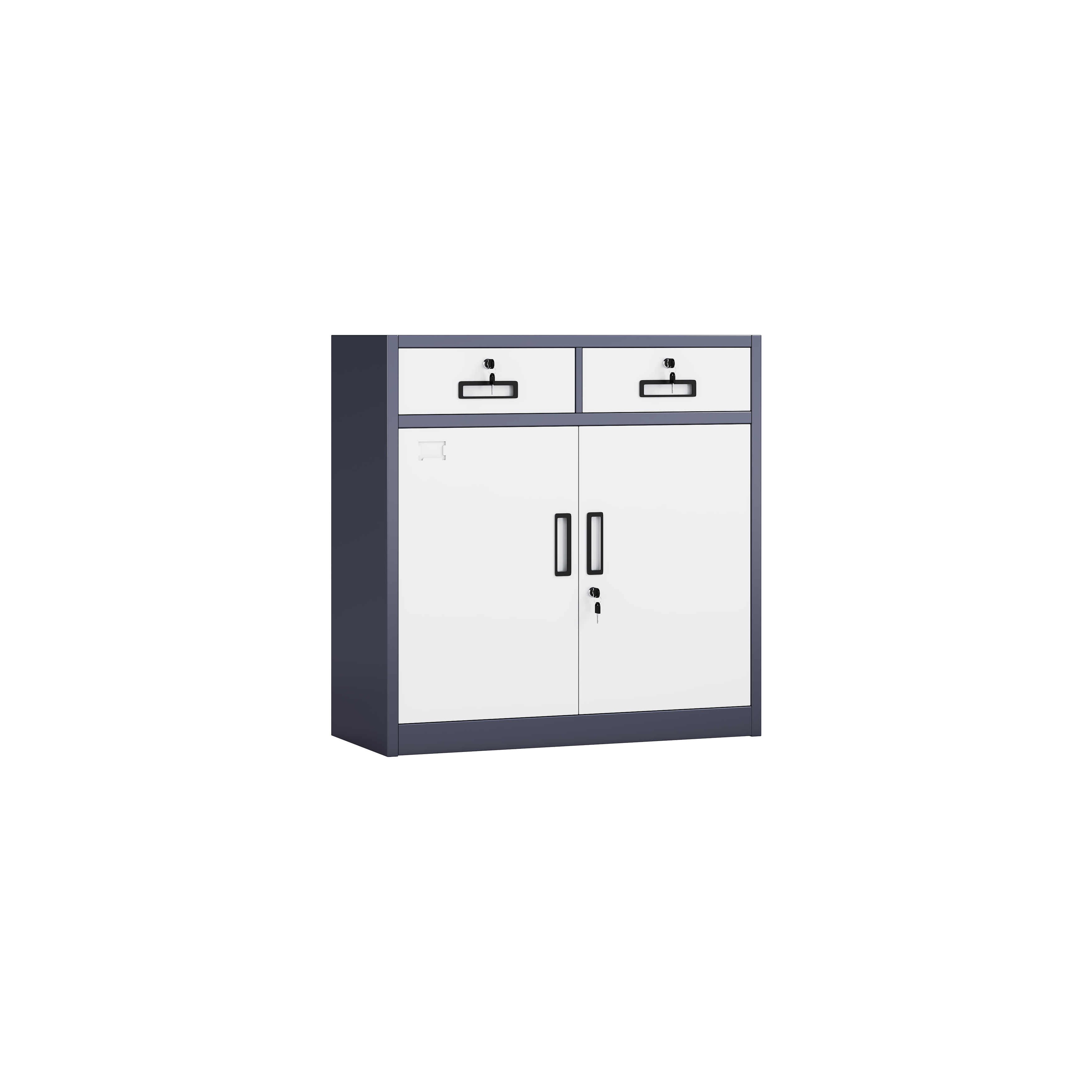 Two-Drawer & Two-Door Metal Office Storage Cabinet with Lock