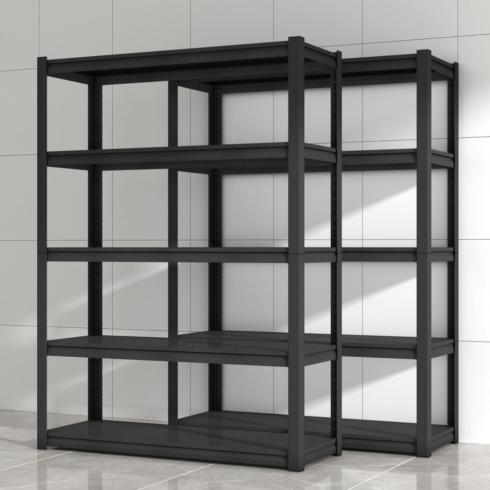 Wide 5-Tier Boltless Steel Shelving Unit (W1200 x D400mm) - 100kg Load Adjustable Garage Rack - Split Post Design