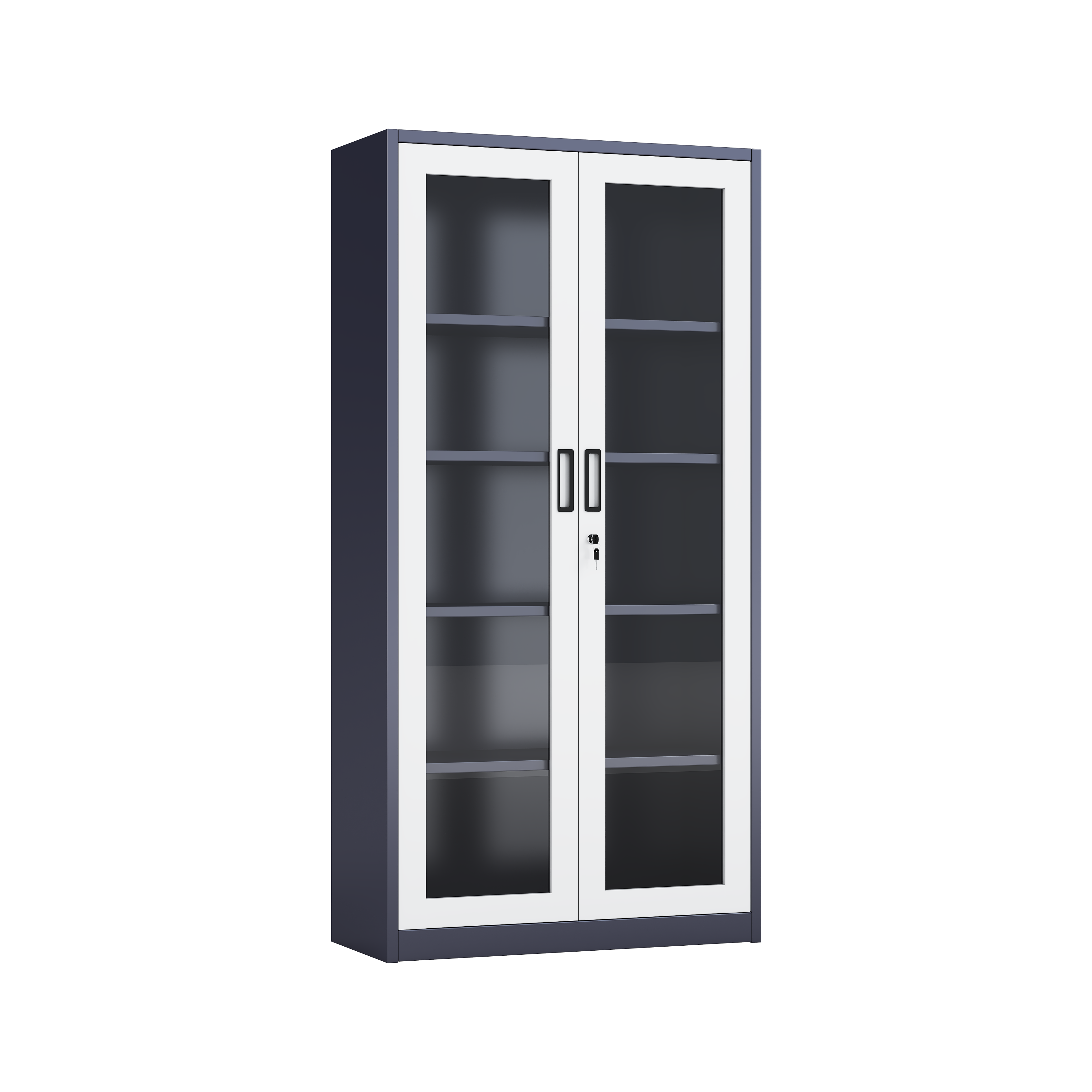 Steel Display Cabinet with Clear Glass Doors and Adjustable Shelves