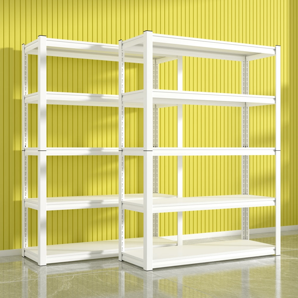 Wide 5-Tier Boltless Steel Shelving Unit (W1200 x D400mm) - 100kg Load Adjustable Garage Rack - Split Post Design