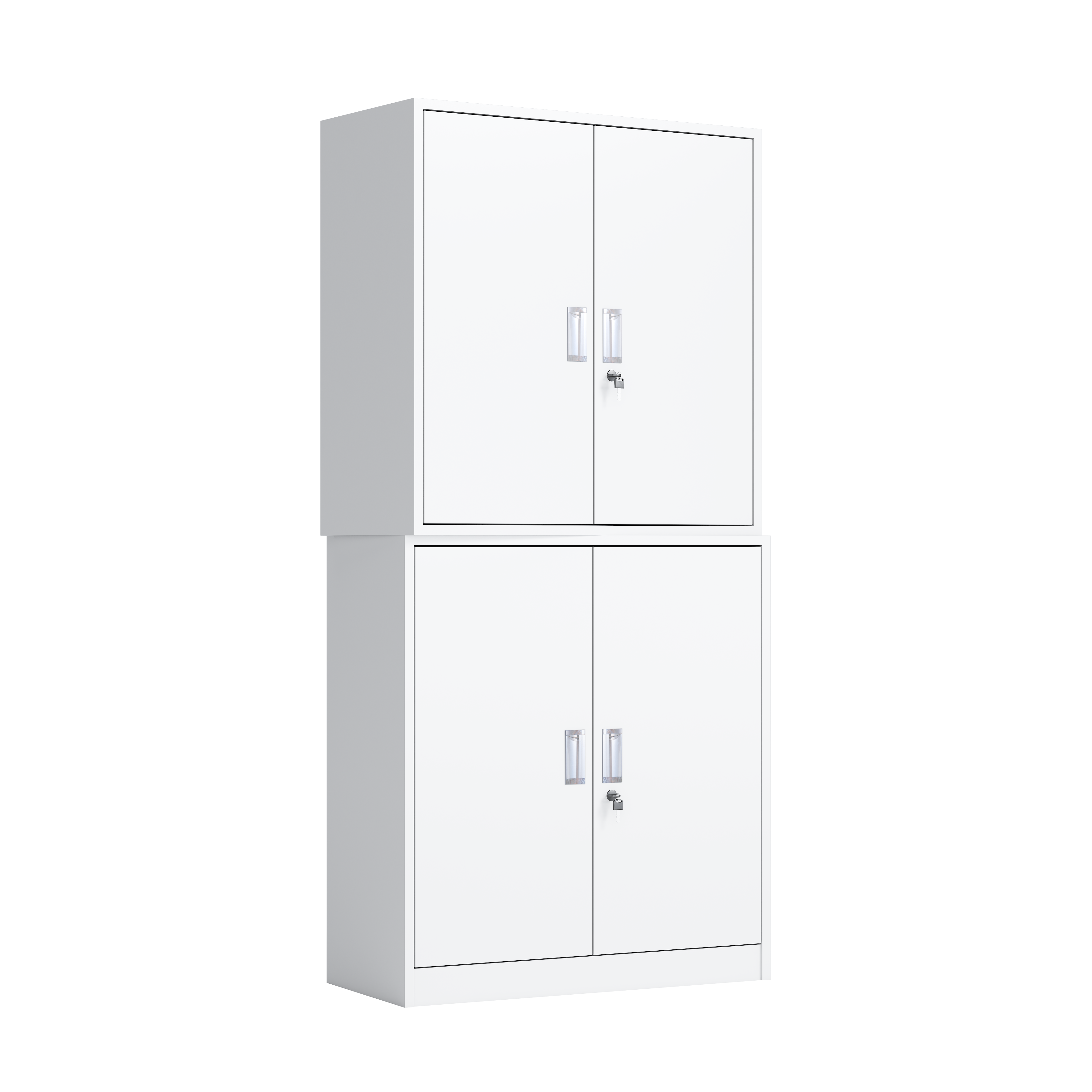 Modular Two-Section Steel Storage Cabinet - Stackable Double Doors