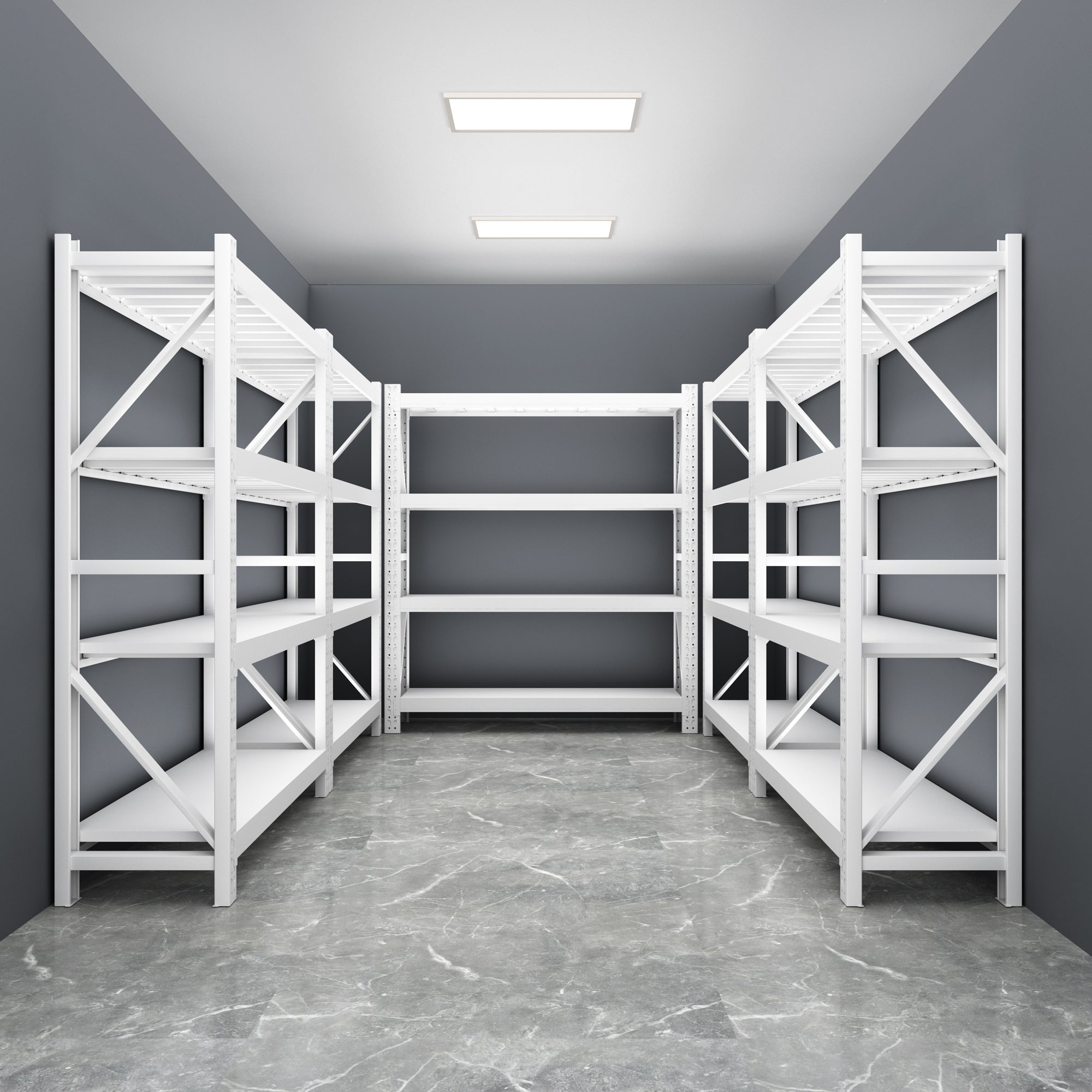 Commercial Grade Adjustable Steel Shelving Unit | Heavy-Duty Modular Storage Rack (Custom Size, Tiers & Color) | Light Grey Finish